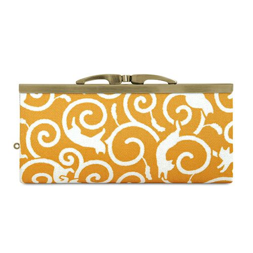 復刻型がま口長財布（マチなし）【ねこ唐草】