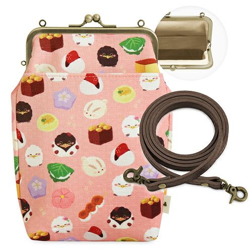 がま口お散歩ポシェット（ハギ）【ガマグチヨタカと和菓子】