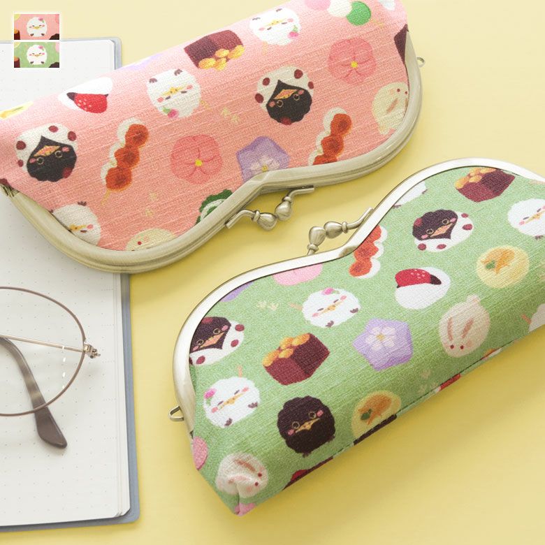 在庫商品】山型がま口メガネケース【ガマグチヨタカと和菓子】 [M便 9