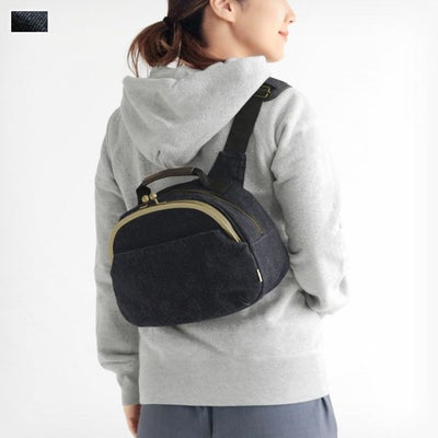 がま口ポシェット型ボディバッグ【備中ムラ糸デニム インディゴ】