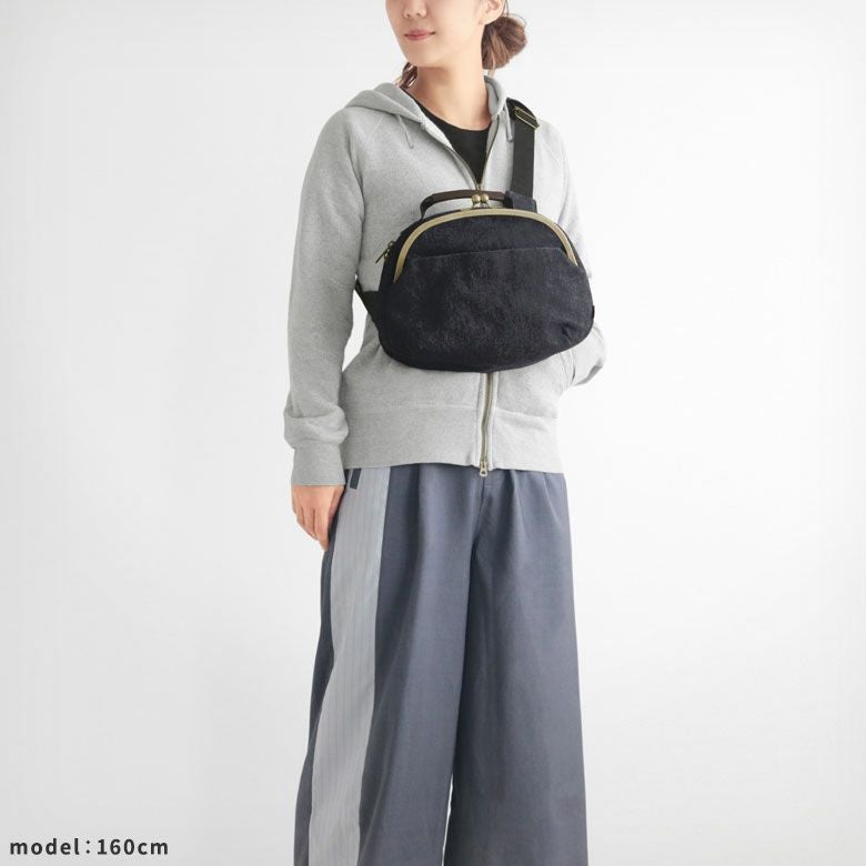 がま口ポシェット型ボディバッグ【備中ムラ糸デニム インディゴ】