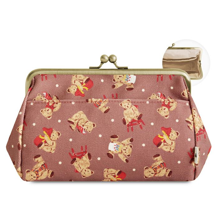 がま口トラベルポーチ（ライト）【テディベア】