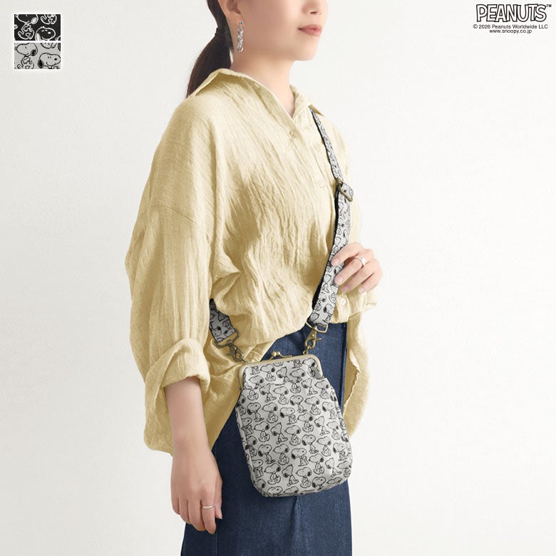 【在庫商品】がま口お散歩ポシェット（ハギ）【PEANUTS_25AW(JQ)】
