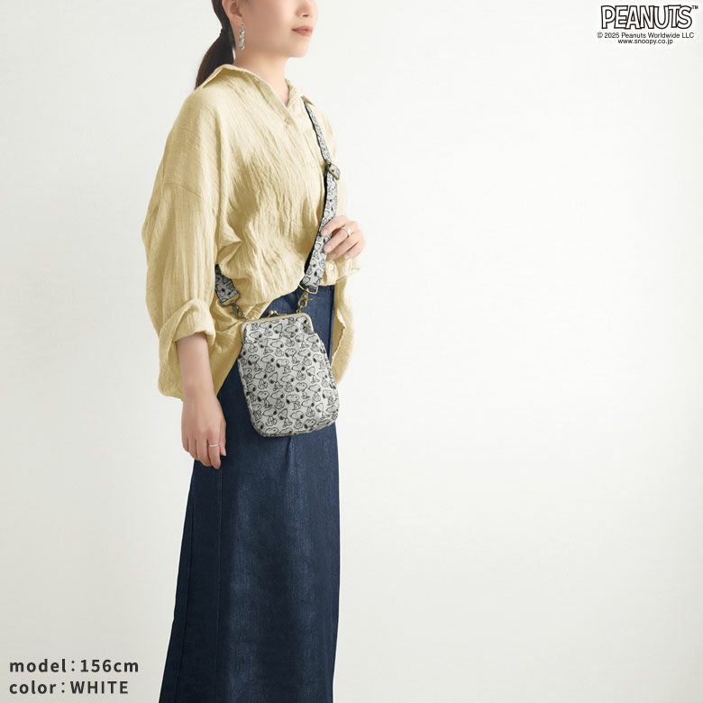 【在庫商品】がま口お散歩ポシェット（ハギ）【PEANUTS_25AW(JQ)】