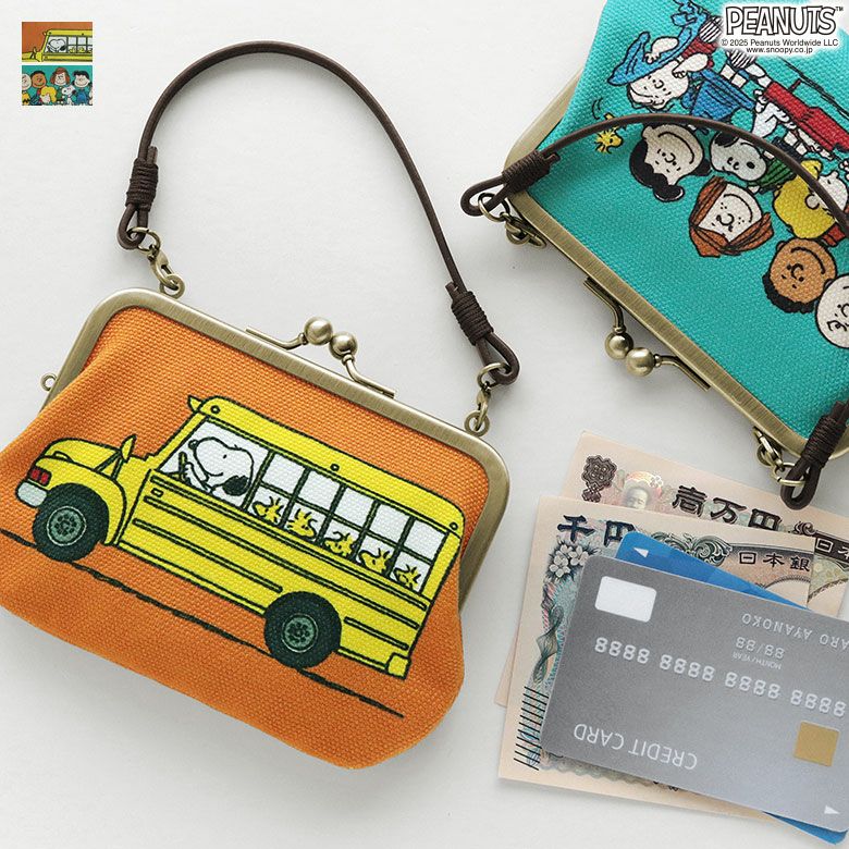 革ヒモ付き手提げがま口財布【PEANUTS_25AW(FRIENDS)】