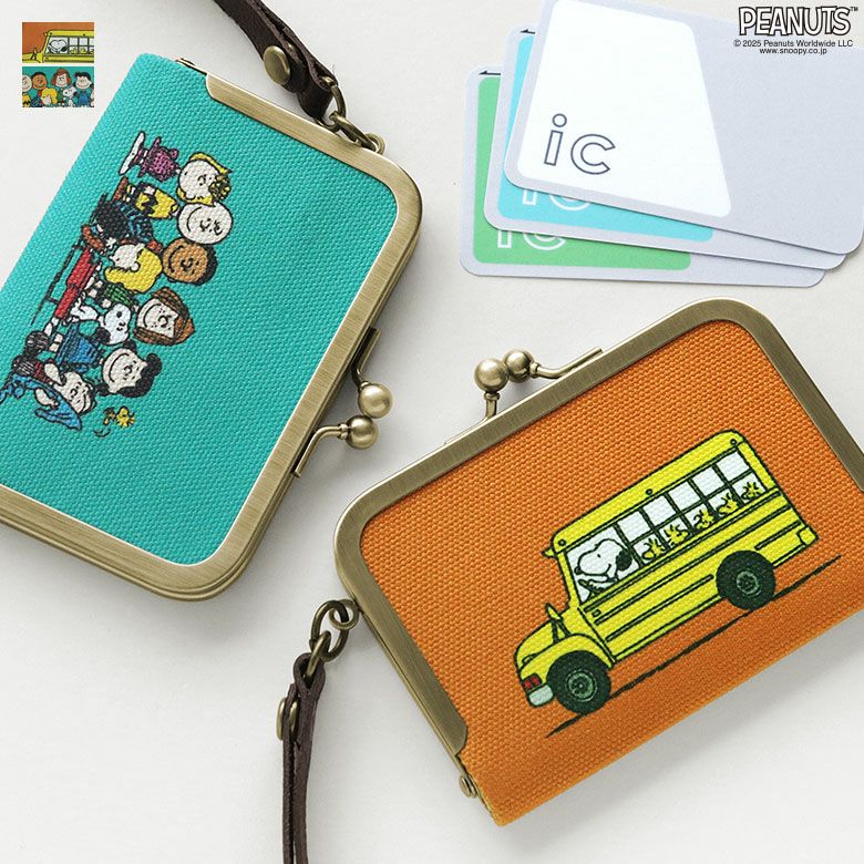 ストラップ付き横型がま口パスケース【PEANUTS_25AW(FRIENDS)】
