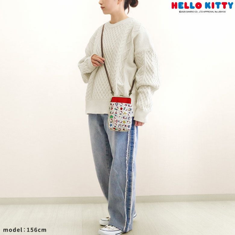 がま口お散歩ポシェット【HELLO KITTY70's】