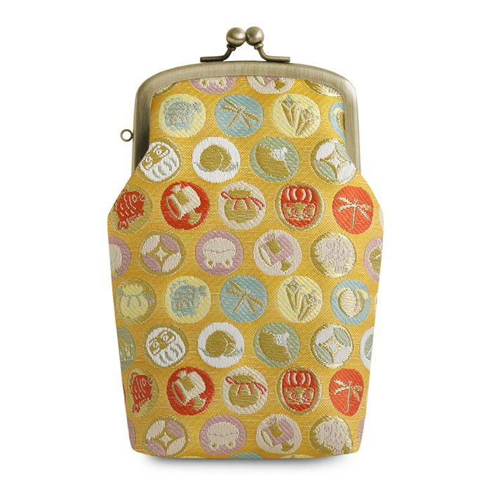 たて型がま口小物入れ【福尽し】