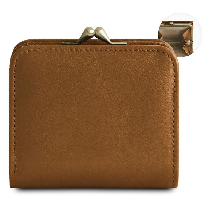 AYANOKOJI あやの小路 二つ折りがま口コンパクトウォレット　シュリンクレザー カラーバリエーション見せ　ブラウン