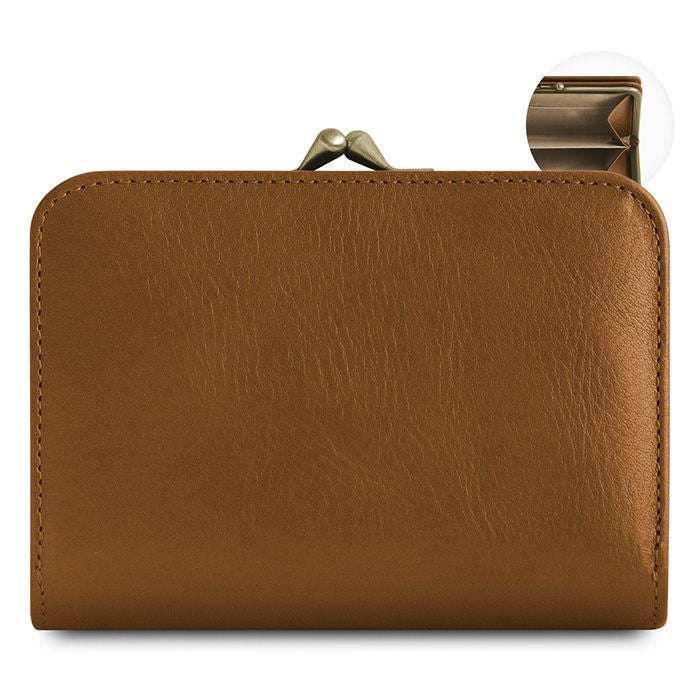 AYANOKOJI あやの小路 二つ折りがま口スクエアウォレット　※札入れ仕切りあり　シュリンクレザー カラーバリエーション　ブラウン