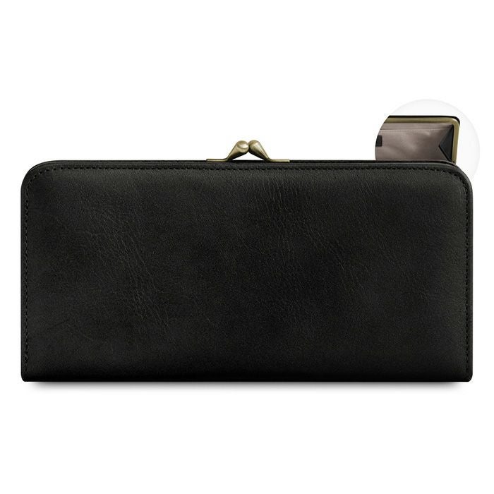 AYANOKOJI あやの小路 がま口ロングウォレット　シュリンクレザー ブラック