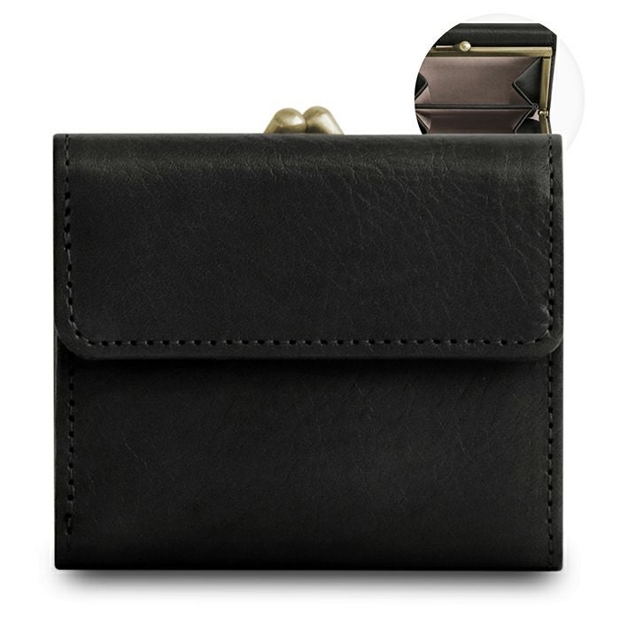 在庫商品】三つ折りがま口ミニウォレット【X シュリンクレザー