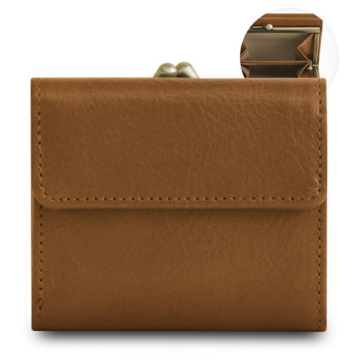 三つ折りがま口ミニウォレット【X＿シュリンクレザー】