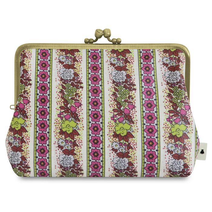 激レア 希少コーチ がま口 アクセサリーポーチ ビジュー 紫 オプアート 在庫商品】がま口KAKU型ポーチ【彩りアソート（花柄PVC）】[M便 1/2