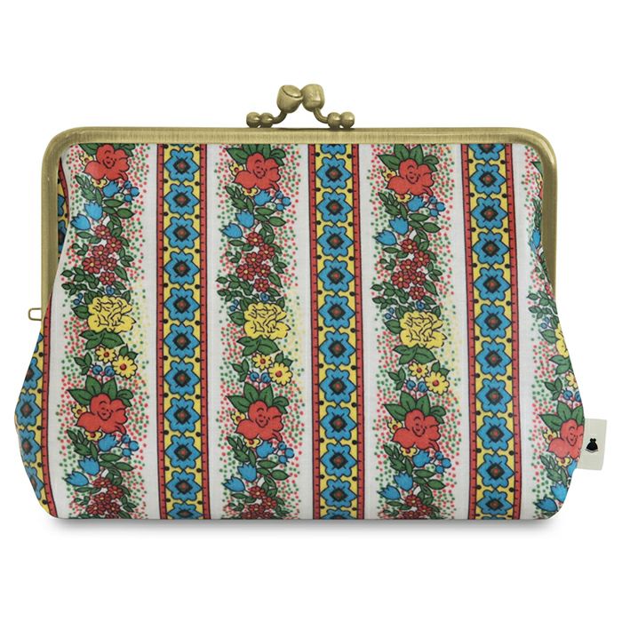 在庫商品】がま口KAKU型ポーチ【彩りアソート（花柄PVC）】[M便 1/2