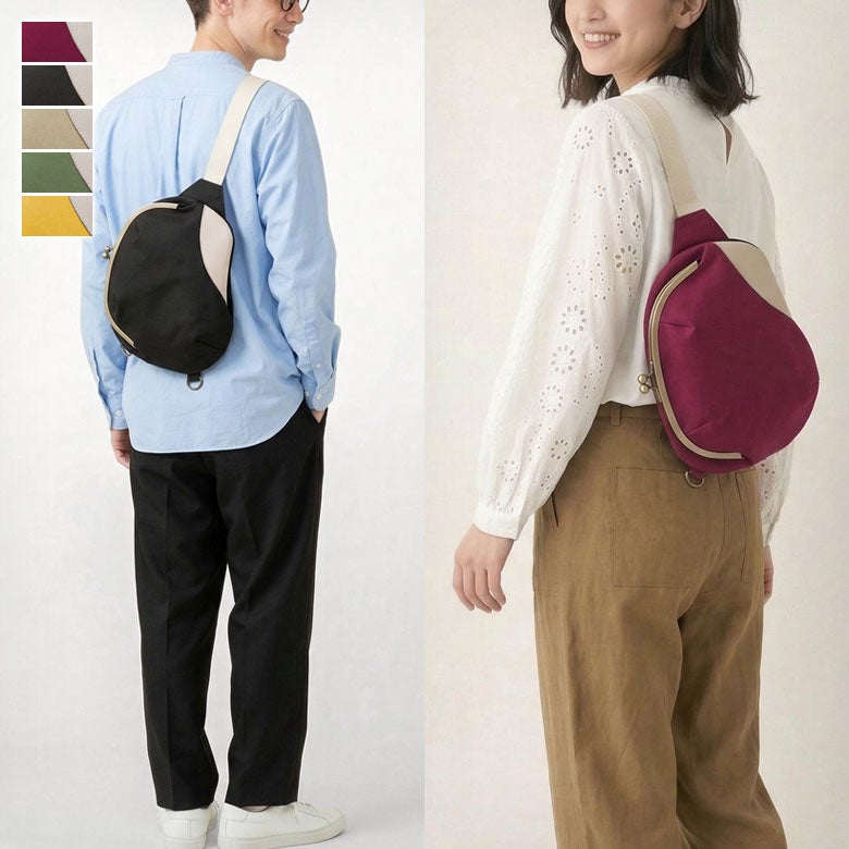 がま口まめボディバッグ【帆布・無地】※がまろっく付き　メイン