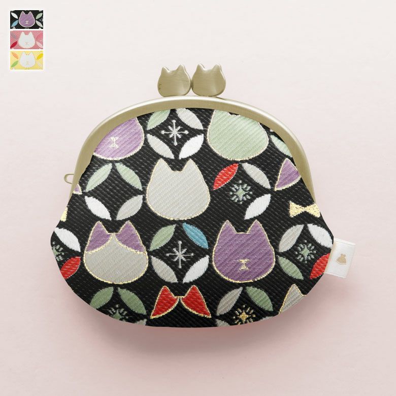 3.3寸がま口財布【ねこ七宝ジャガード】