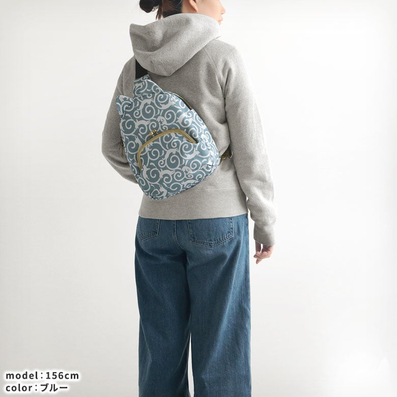 在庫商品】がま口にゃんこボディバッグ【ねこ唐草】 | がま口の専門店