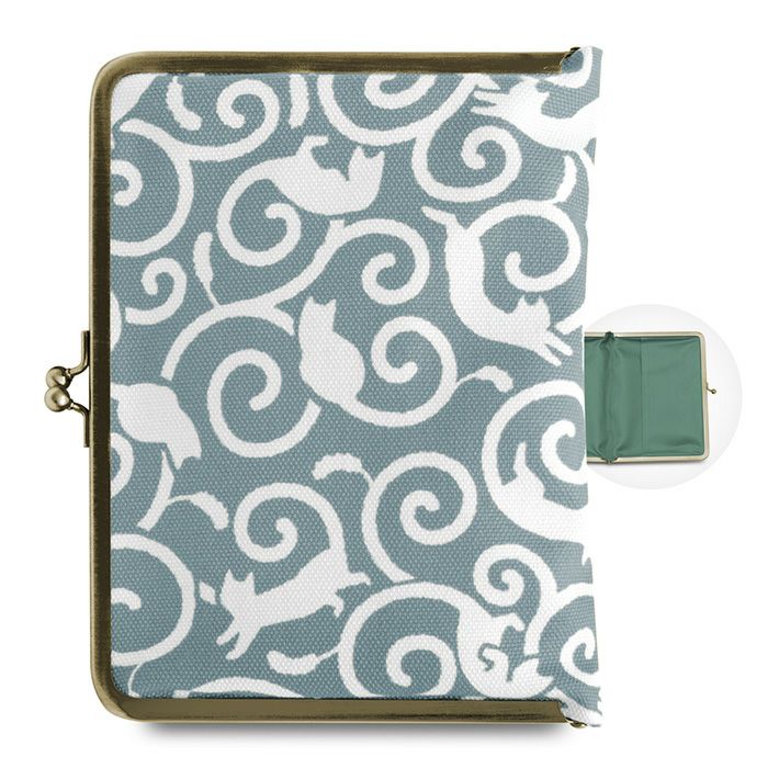 AYANOKOJI あやの小路 ブックカバー500P用　ねこ唐草 ブルー