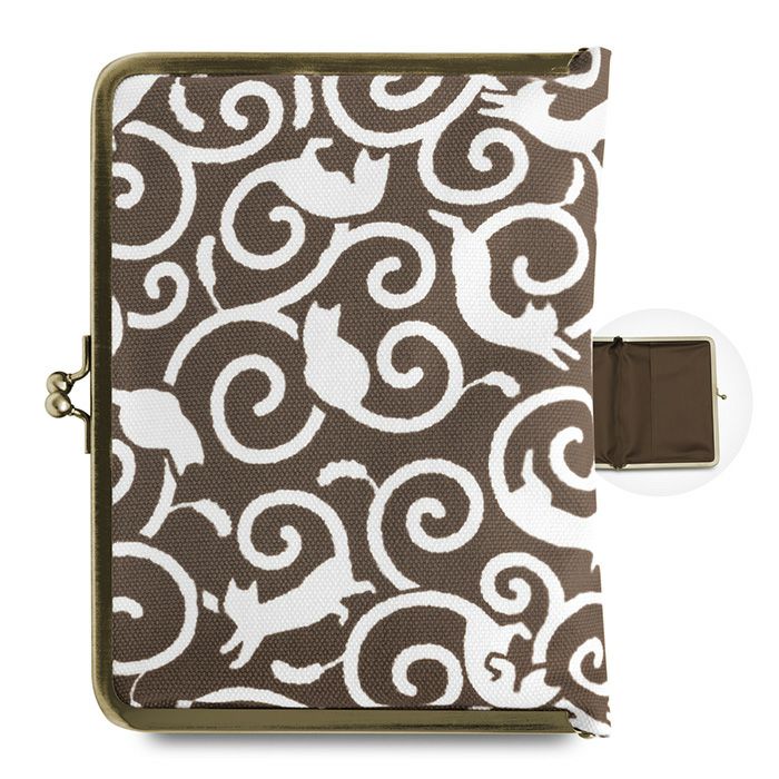 AYANOKOJI あやの小路 ブックカバー500P用　ねこ唐草 モカ