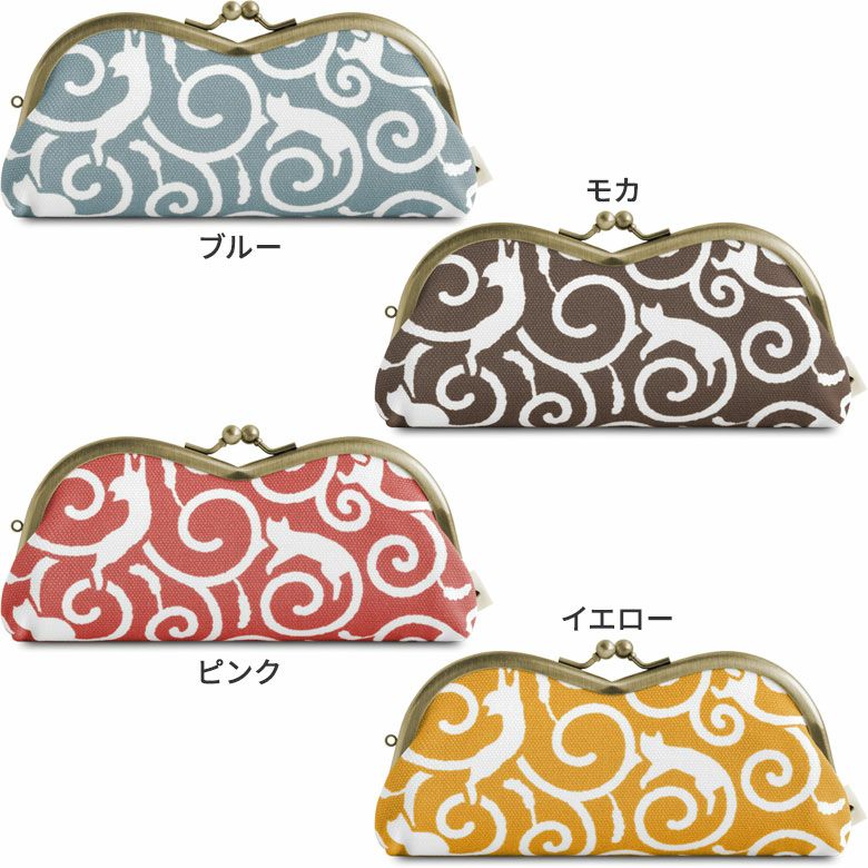 山型がま口メガネケース【ねこ唐草】