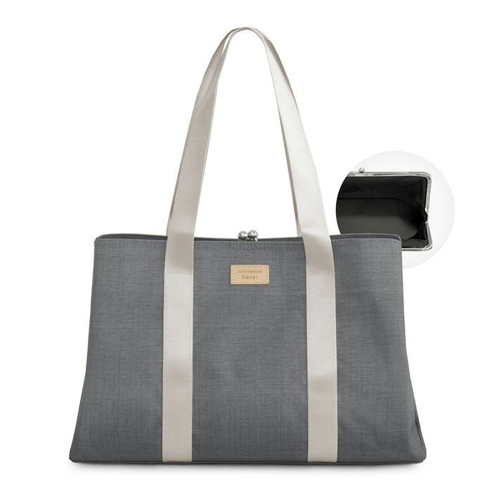 在庫商品】がま口スクエアトートバッグ＜M＞【Sarei コーデュラ(R) re