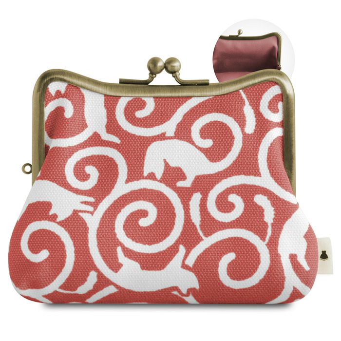 AYANOKOJI あやの小路 4寸M型がま口ポーチ【ねこ唐草】 カラーバリエーション見せ　ピンク