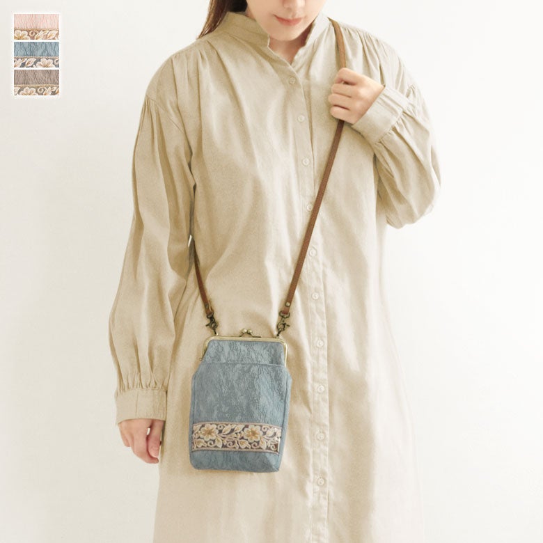 がま口お散歩ポシェット【フラワーリボン】