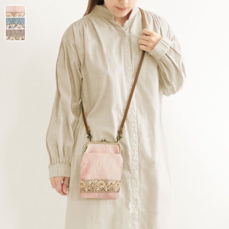 がま口お散歩ポシェット【フラワーリボン】