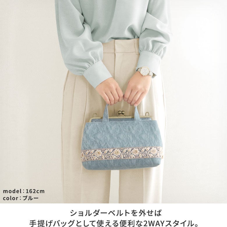 在庫商品】がま口手提げ＆ショルダー【フラワーリボン】 | がま口の