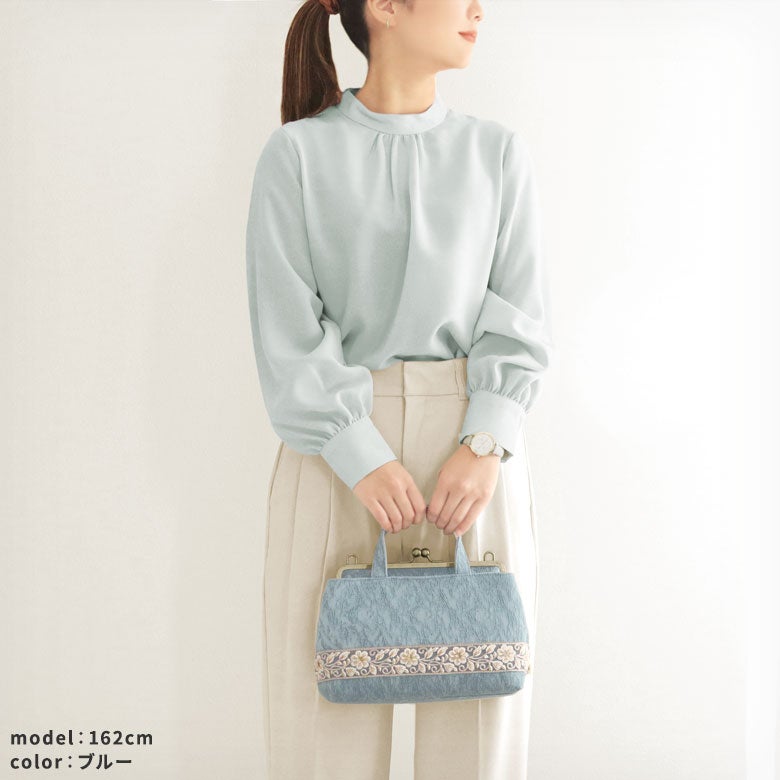 がま口手提げ＆ショルダーバッグ【フラワーリボン】