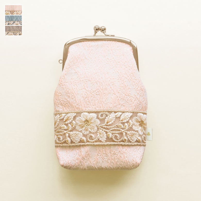 たて型がま口小物入れ【フラワーリボン】