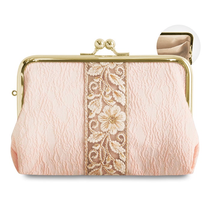 がま口スクエアポーチ【フラワーリボン】