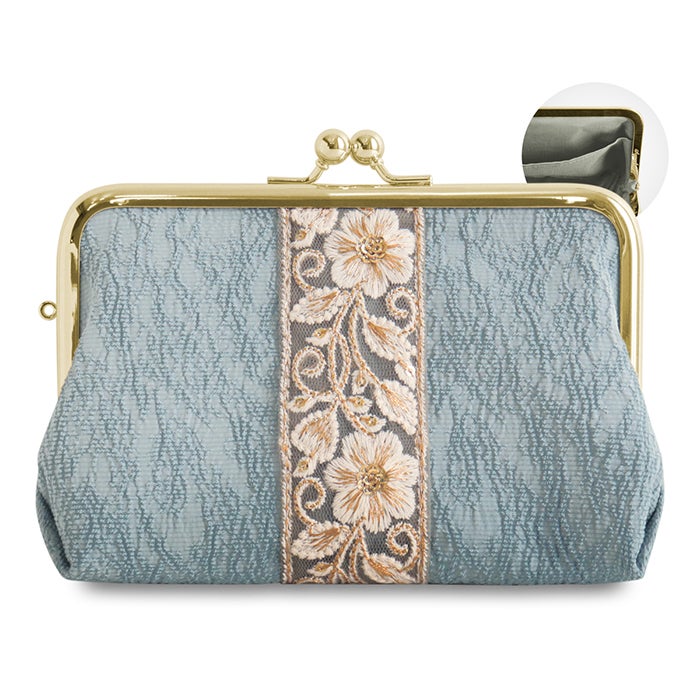 がま口スクエアポーチ【フラワーリボン】