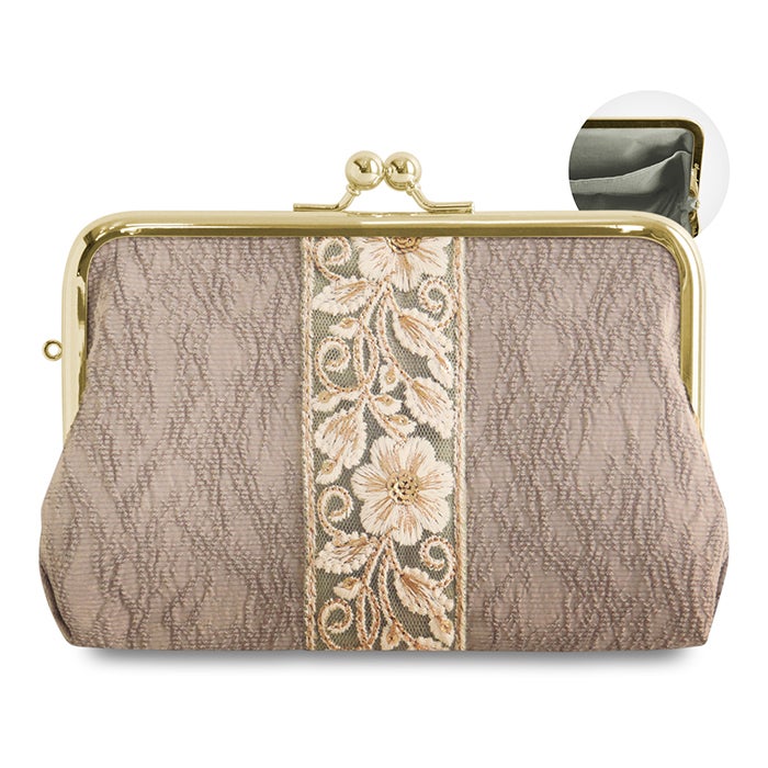 がま口スクエアポーチ【フラワーリボン】