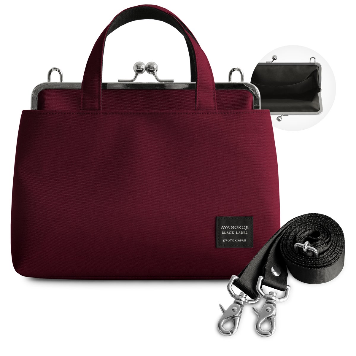 がま口手提げ＆ショルダーバッグ【コーデュラ(R)】