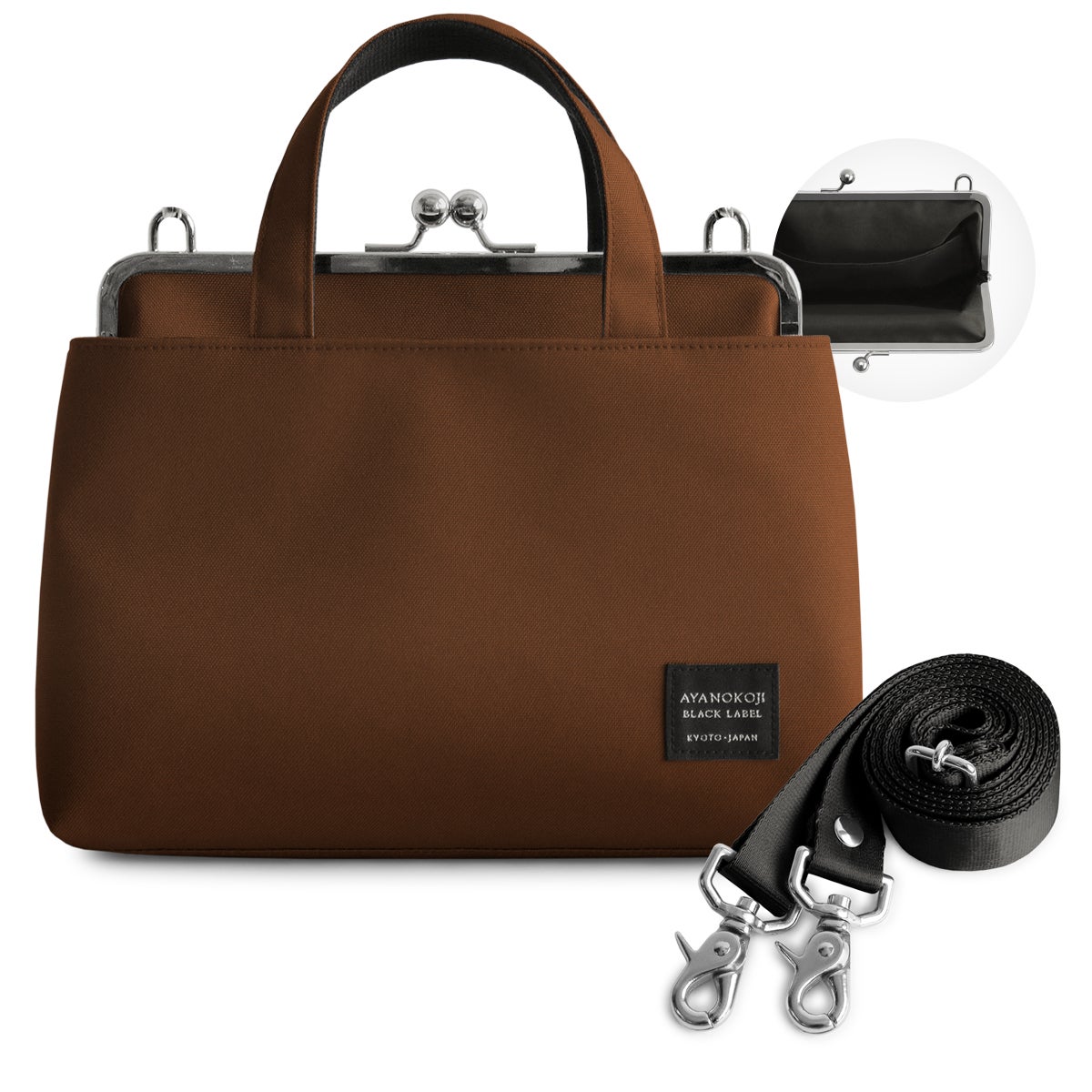 がま口手提げ＆ショルダーバッグ【コーデュラ(R)】