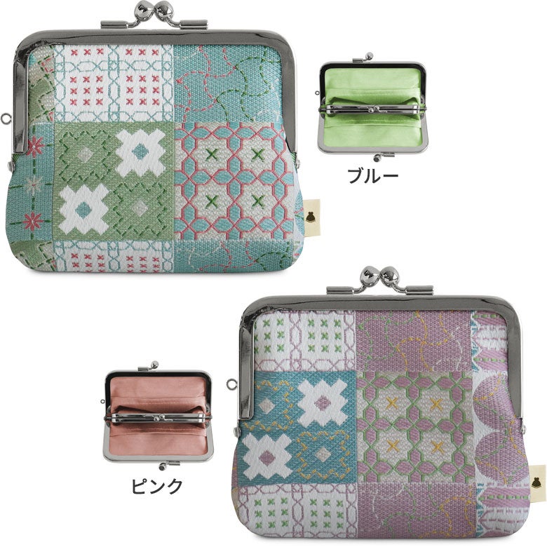 平親子がま口財布【刺し子ジャガード】