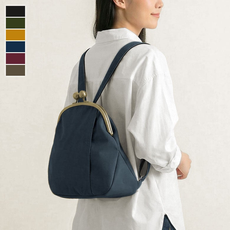 大玉がま口まるリュック【コーデュラ(R)】※がまろっく付き