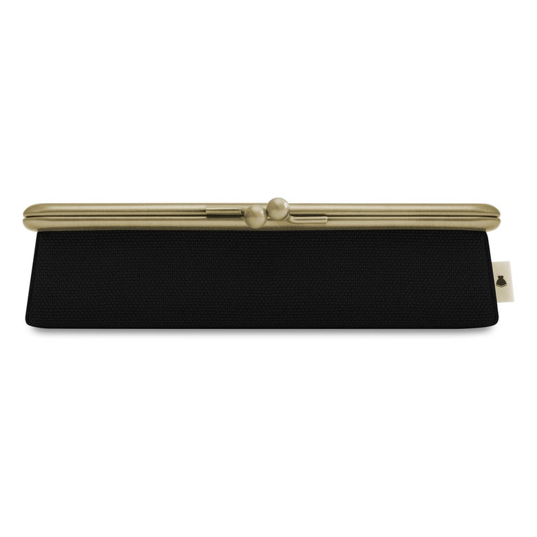 在庫商品】がま口メガネBOX【帆布・綿布（アソート）】※ゆうパケット不可 帆布 無地 黒（くろ）
