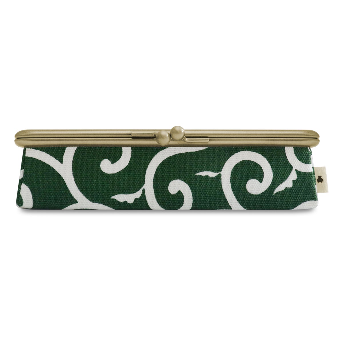 在庫商品】がま口メガネBOX【帆布・綿布（アソート）】※ゆうパケット不可 帆布 唐草模様 ミドリ