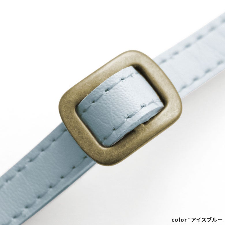 ポシェット用 1cm幅1本線送り合皮ベルト（カラー） 74.5～137cm（豆レバーナスカン）