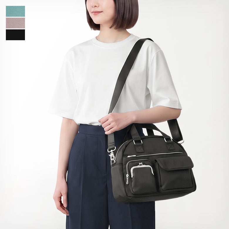 がま口ラウンドバッグマルチポッケ ※シングルファスナー【Sarei NEUTRA】メインイメージ