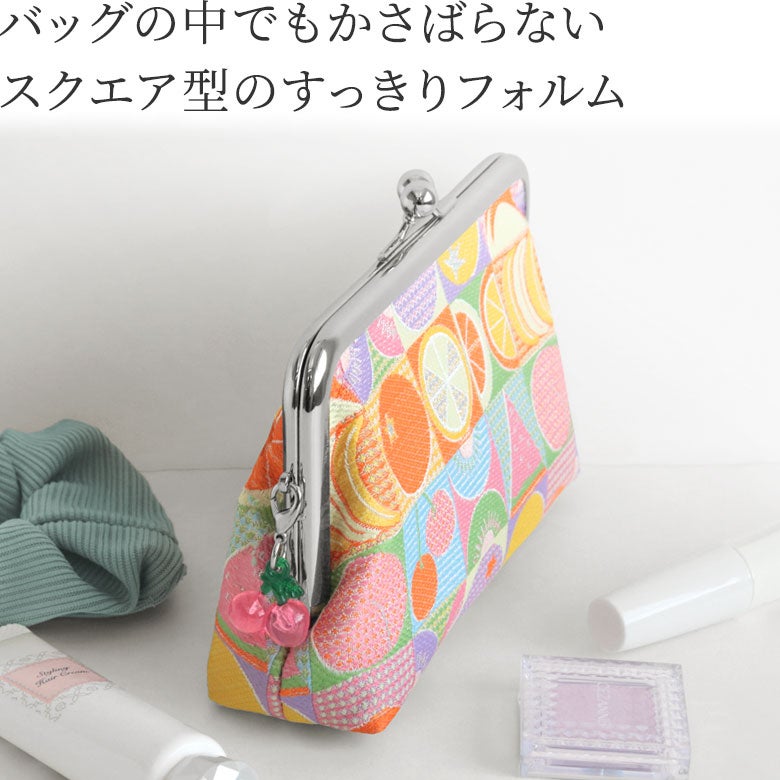 【在庫商品】がま口スクエアポーチ【フルーツパーラー】
