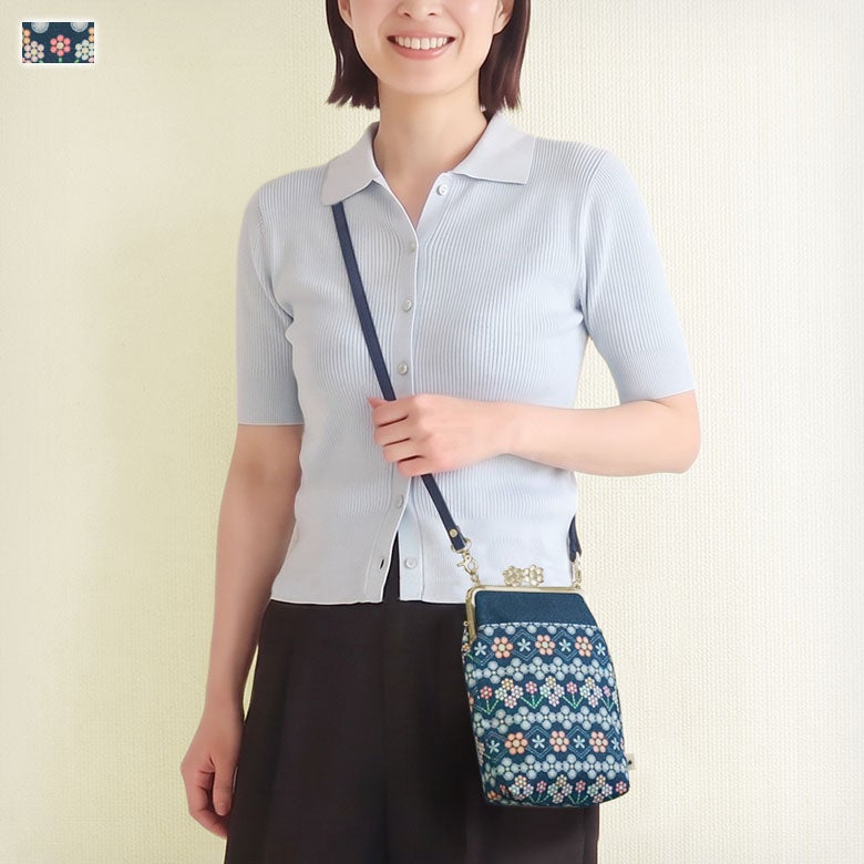 【在庫商品】がま口お散歩ポシェット（ハギ）【ビーズ】[M便 9/10]