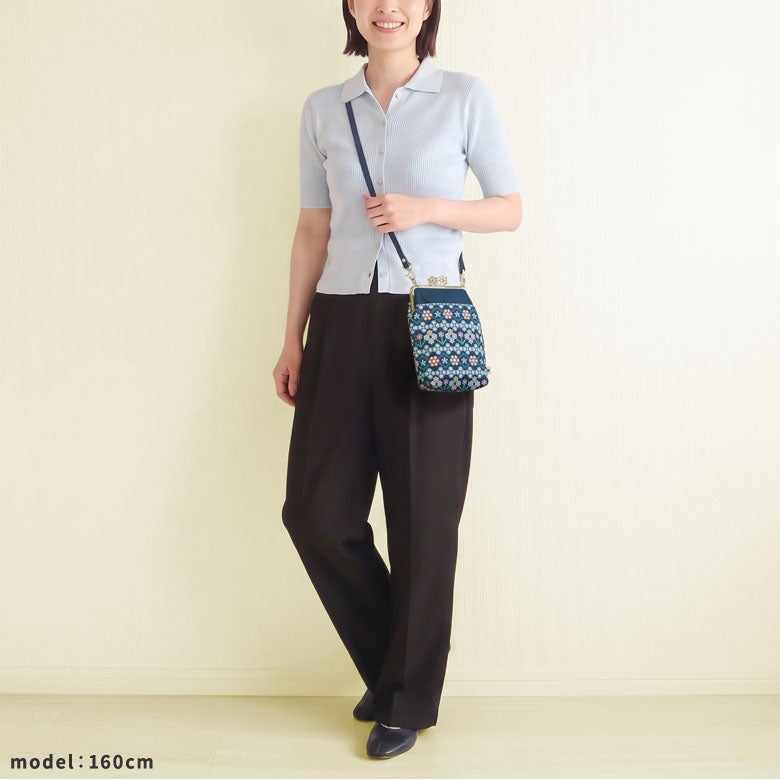 【在庫商品】がま口お散歩ポシェット（ハギ）【ビーズ】[M便 9/10]