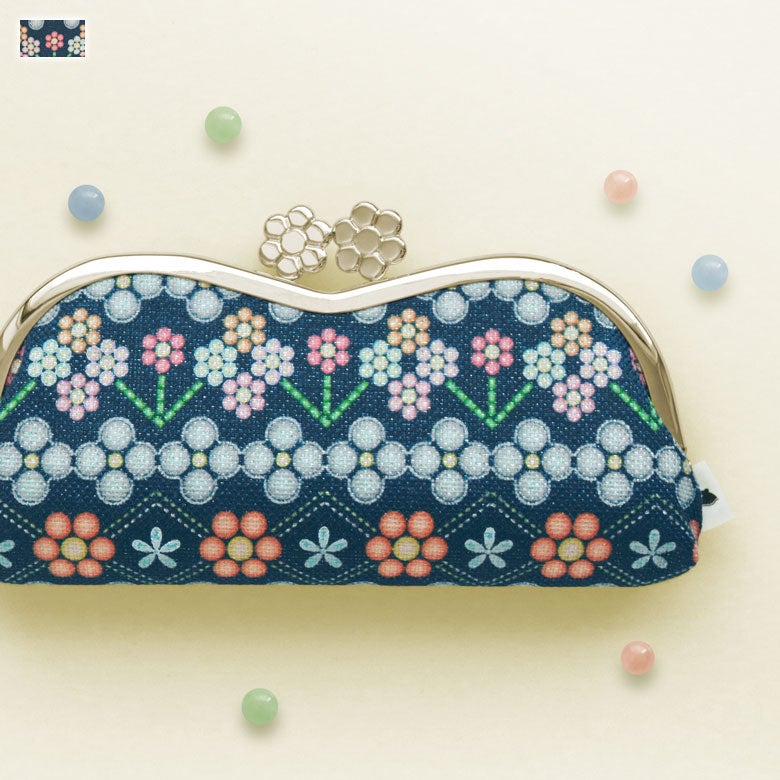 【在庫商品】山型がま口メガネケース【ビーズ】[M便 9/10]