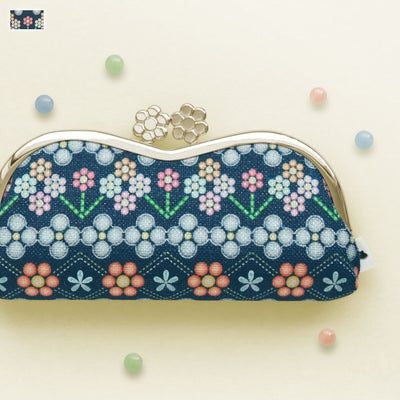 【在庫商品】山型がま口メガネケース【ビーズ】[M便 9/10]