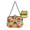 【在庫商品】チェーン付き手提げがま口財布※旧仕様（口金AG）【金襴・帯地（アソート）】帯地 つみ木柄 ベージュ