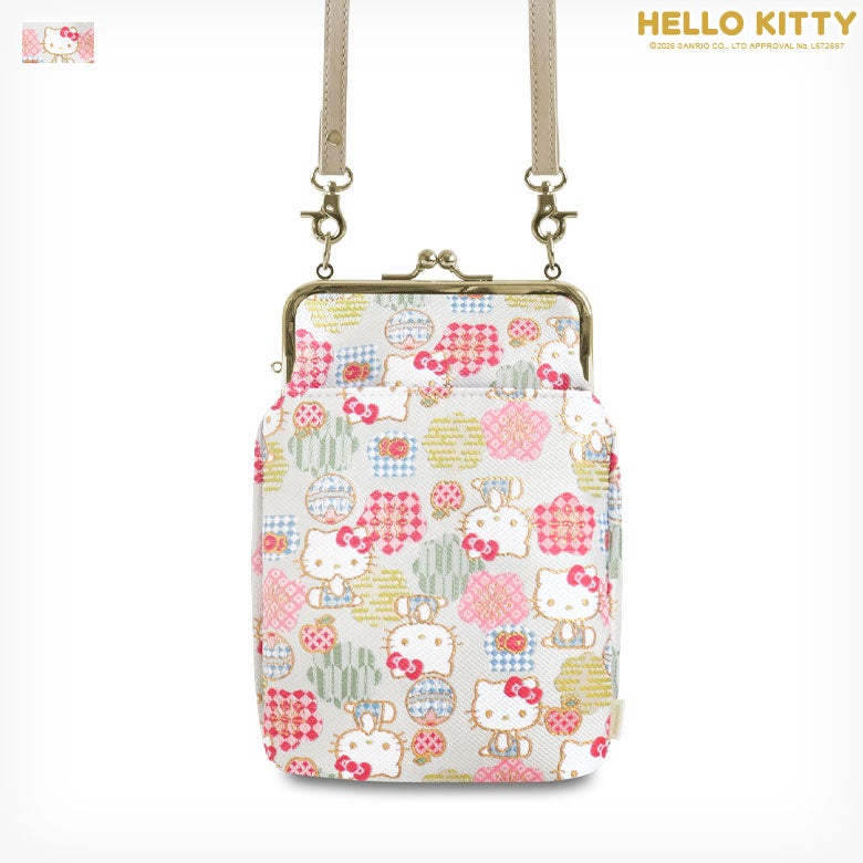 【在庫商品】がま口お散歩ポシェット【HELLO KITTYジャガード】[M便 1/2]メイン画像
